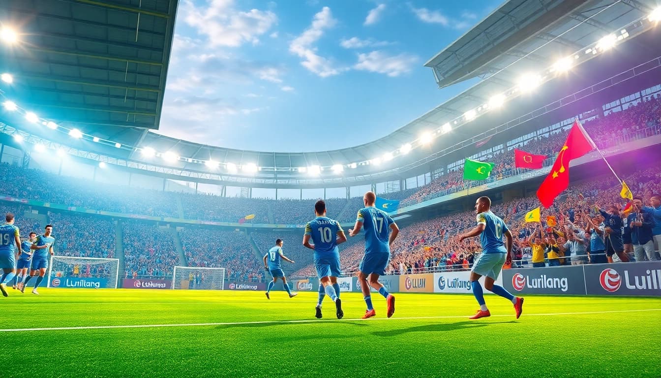 Live football action showcasing Lịch trực tiếp with vibrant crowd participation and dynamic gameplay.