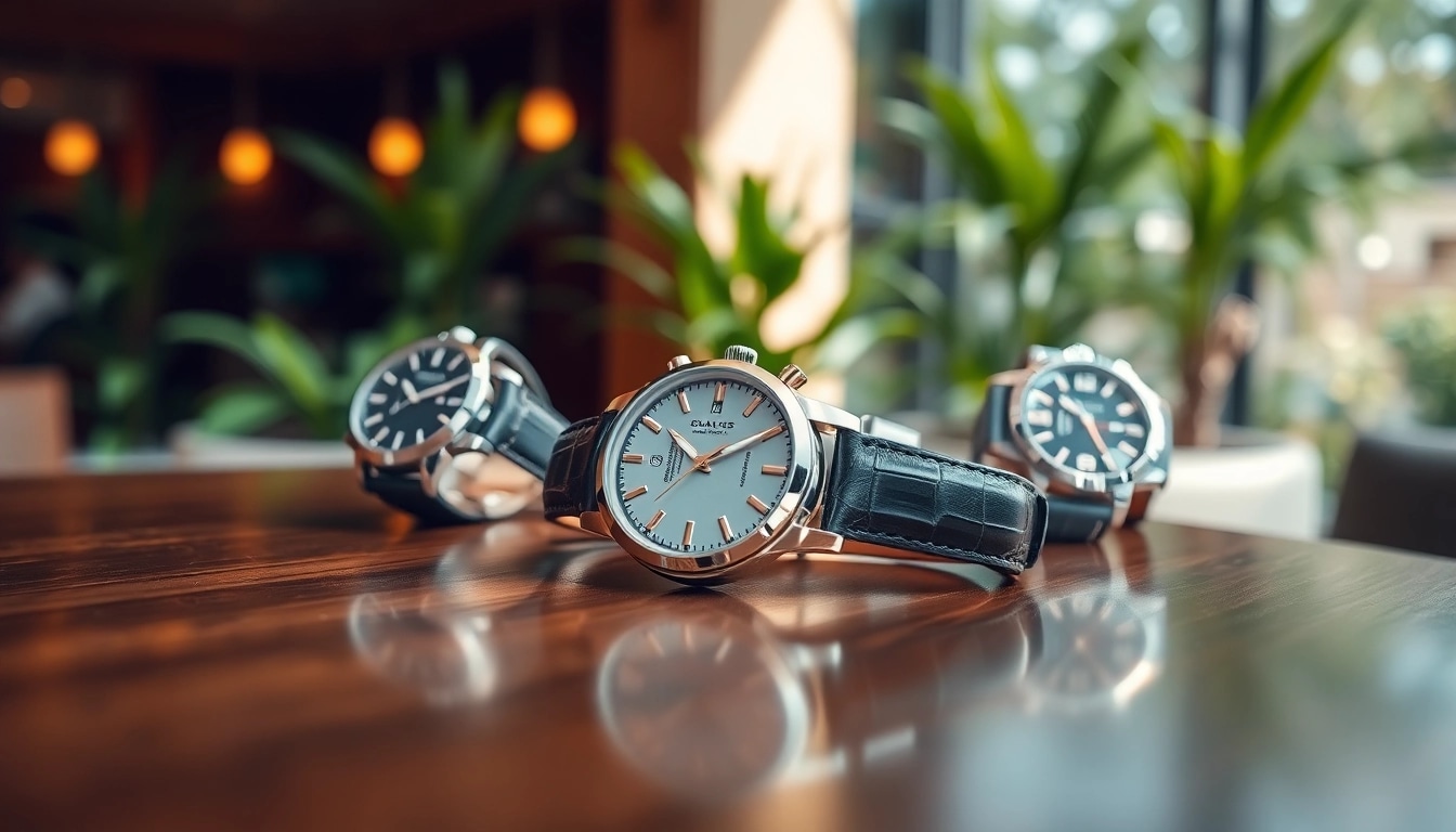 Showcasing stunning replica watches on a wooden table, capturing their elegance and quality.