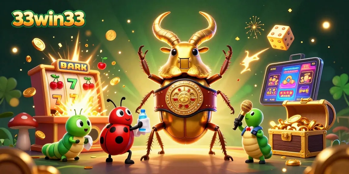 Experience the excitement of 33win33 with golden jackpots, stunning characters, and vibrant casino elements.