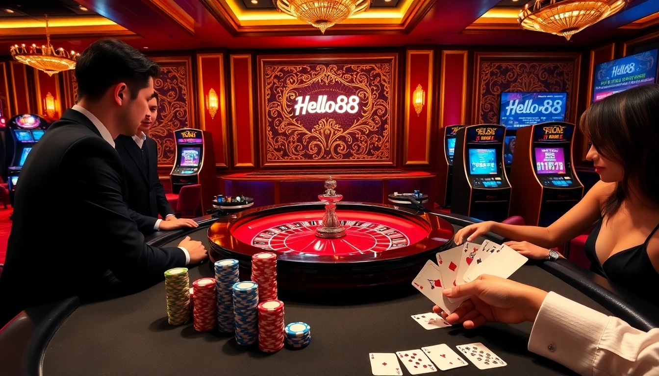 Experience the excitement of winning with Hello88 at a luxurious casino roulette table.