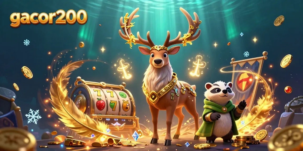 Experience thrilling casino gameplay with gacor200 featuring a druid stag and badger amid gold coins.