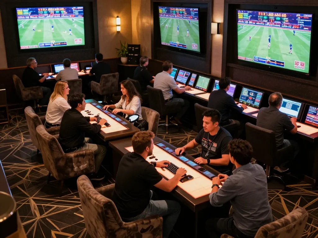 Engaging sports betting scene showcasing live games and bettors enthusiastic about ทางเข้า m111.
