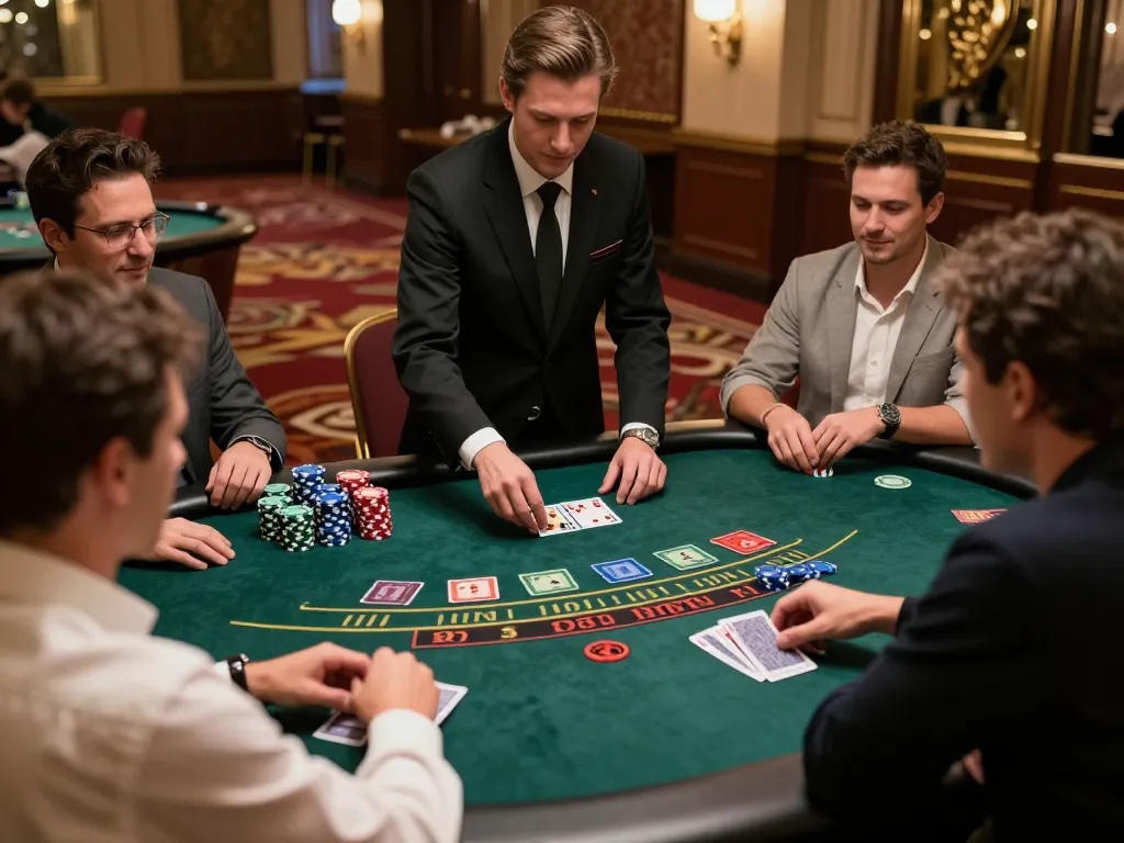 Players engaging in a thrilling game of blackjack at rikvip's online live casino, showcasing interaction and strategy.