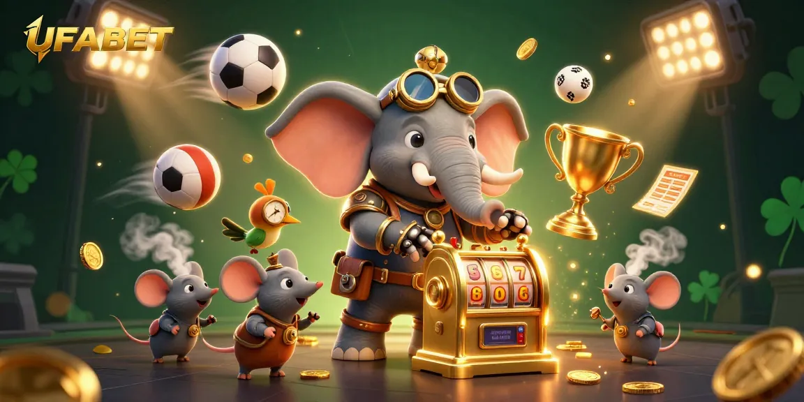 Experience UFABET's thrilling gaming journey with dynamic characters and engaging elements in a vibrant casino scene.