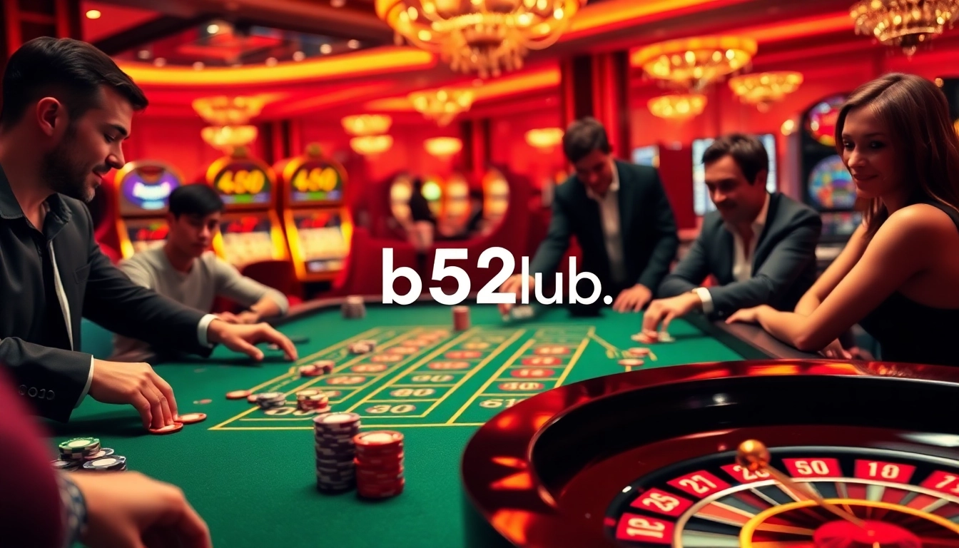 B52club.watch brings the excitement of casino gaming with vibrant tables and players immersed in their bets.