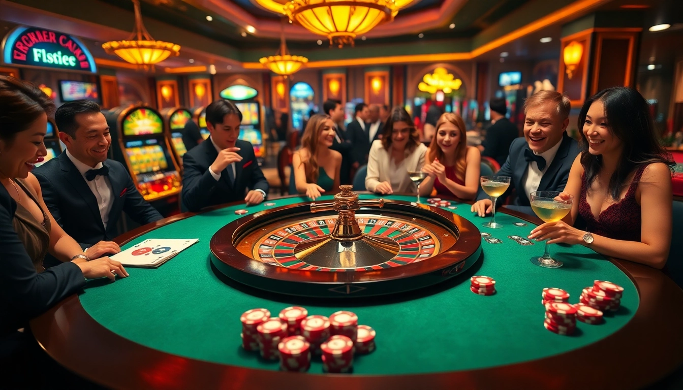 Experience high stakes gaming action at https://luck8r1.com with a lively casino scene featuring roulette and poker chips.