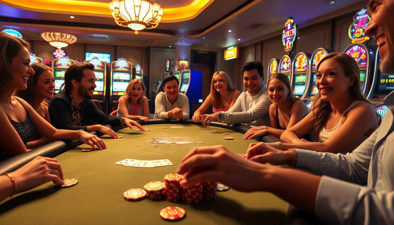 Players experience the excitement of JILI slot games at a vibrant casino table.