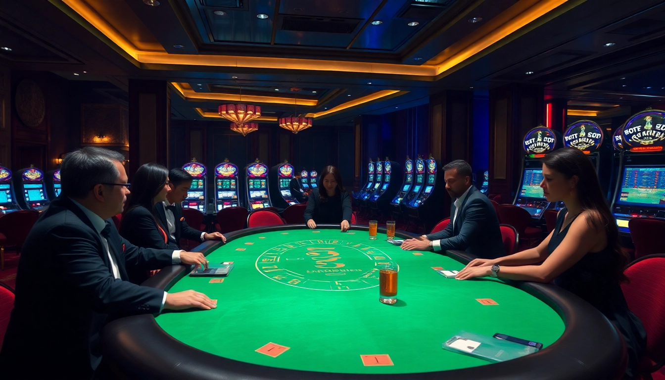 Nohu-themed high-stakes poker action with elegantly dressed players and luxurious casino atmosphere.