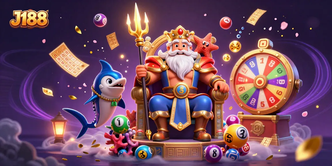 Experience the vibrant world of J188 with colorful lottery balls, exciting prizes, and engaging characters.