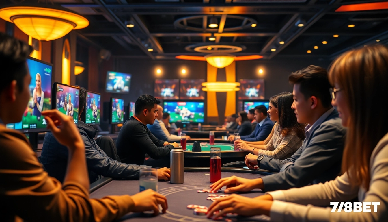 Exciting online gaming scene showcasing 789BET with diverse players engaged in casino games.