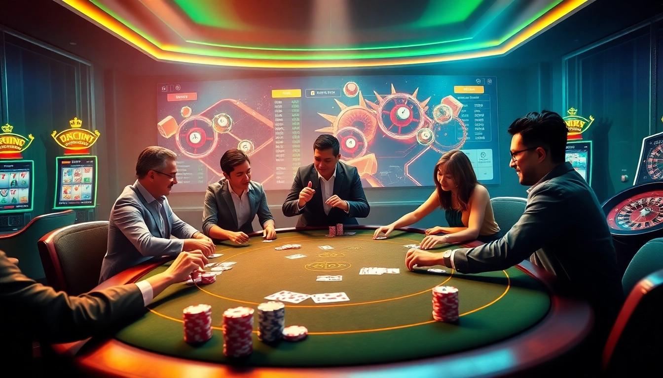 Experience the excitement of casino gaming with "tải app 8xbet" through vivid poker scenes and modern interfaces.