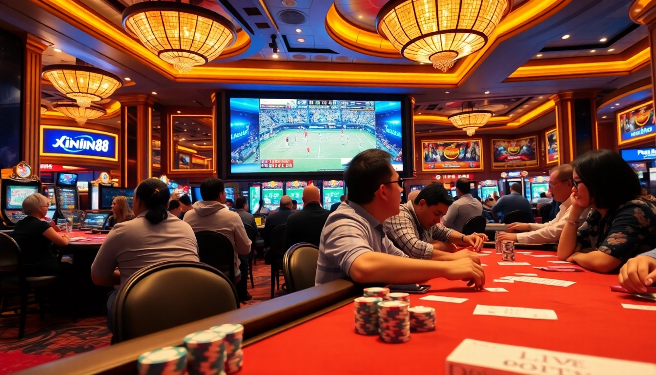 Experience the thrill of thể thao xin88 with vibrant sports betting action in a luxurious casino setting.