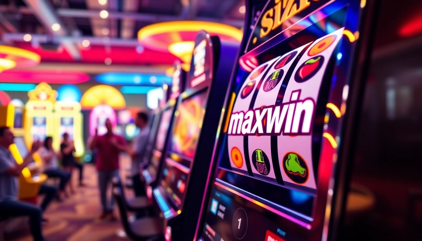 Raih slot maxwin dengan mesin slot yang penuh warna di lingkungan kasino yang energik.