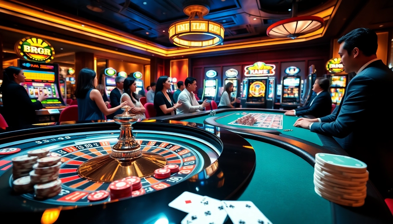 Experience the thrill of RR88 with vibrant casino tables and engaging players in action.