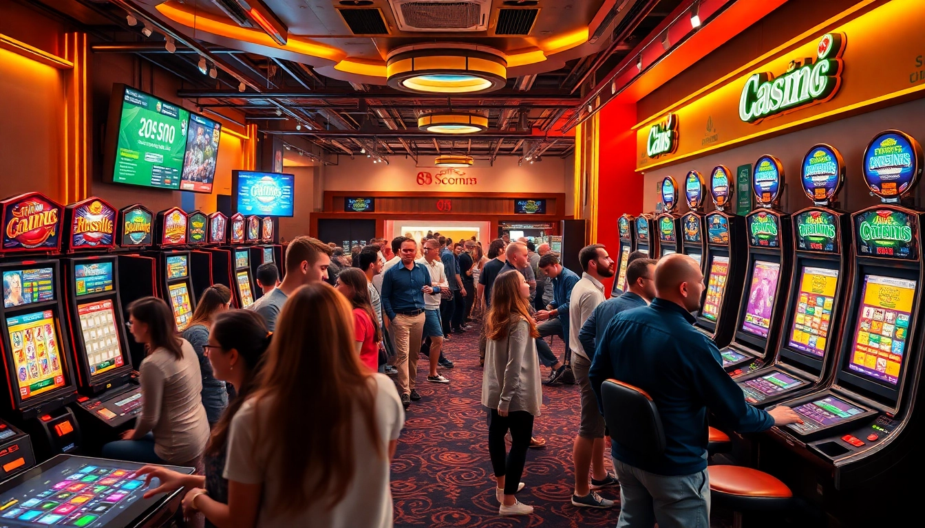 Exciting online gambling scene at 8scom with diverse players and vibrant gameplay.