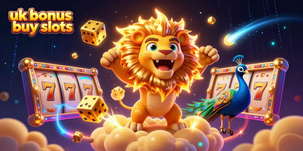 Engage with uk bonus buy slots in a vibrant 3D casino scene featuring dynamic slot reels.