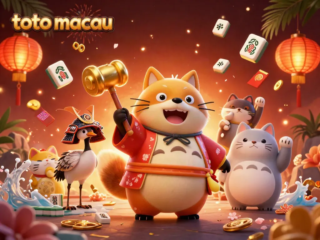 Hasilkan toto macau hari ini dengan gambar ilustrasi 3D yang menarik dan penuh warna.