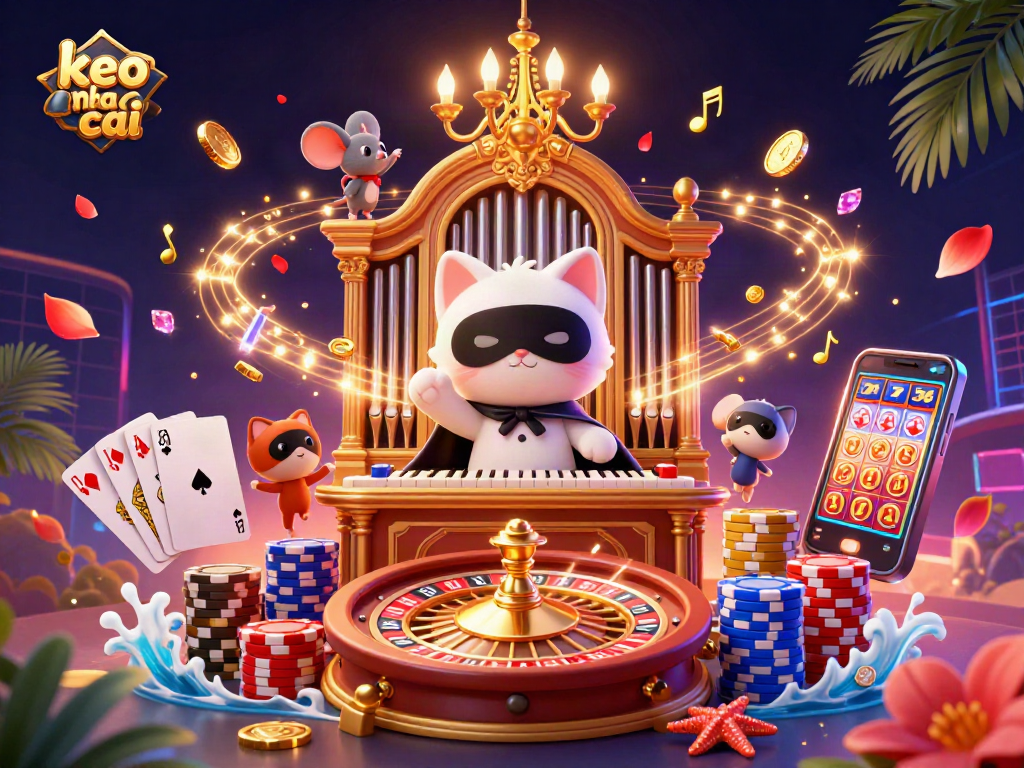 Engage with keo nha cai's vibrant gambling scene featuring animated casino characters and lively game elements.