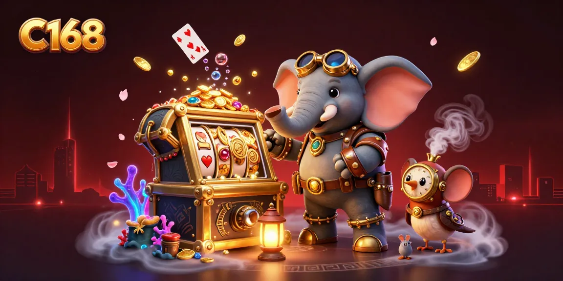 C168 offers an engaging experience with 3D slot machines and steampunk characters bursting with action.