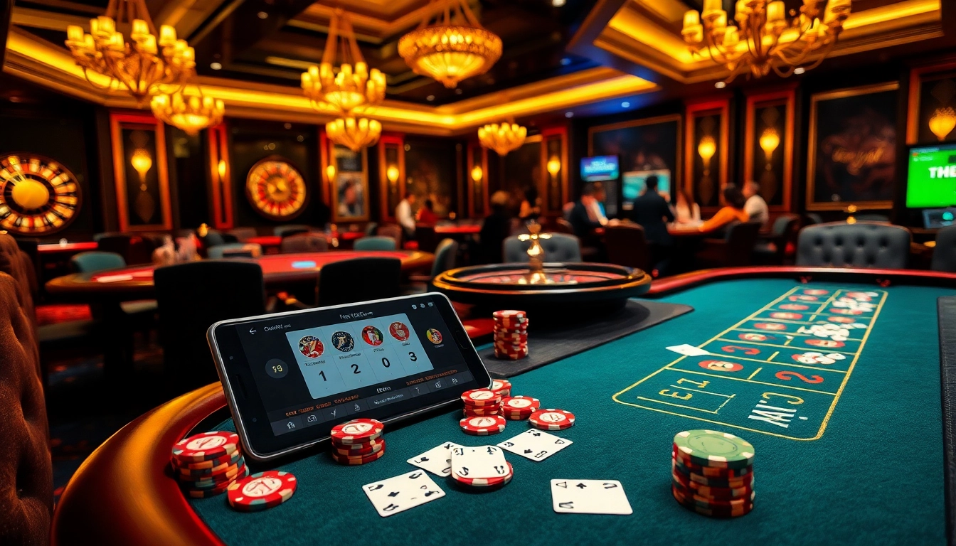 Exciting poker action at a casino table with S8 device showcasing live betting.