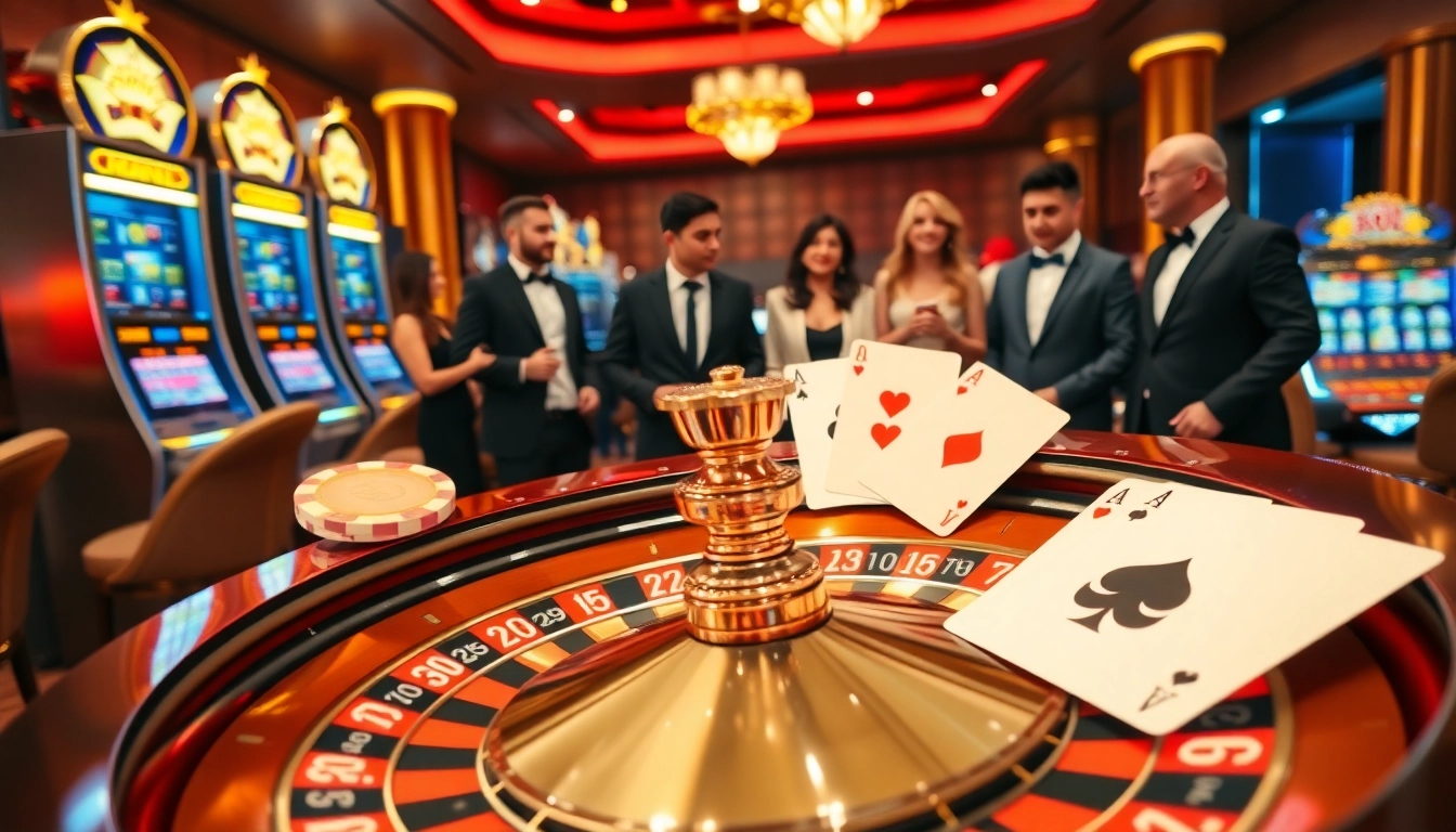 Engage with vibrant casino action, emphasizing 32 win strategies amidst lush gaming visuals.