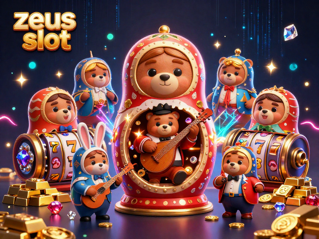 Experience the excitement of zeus slot with vibrant casino elements and entertaining characters in a dazzling 3D scene.