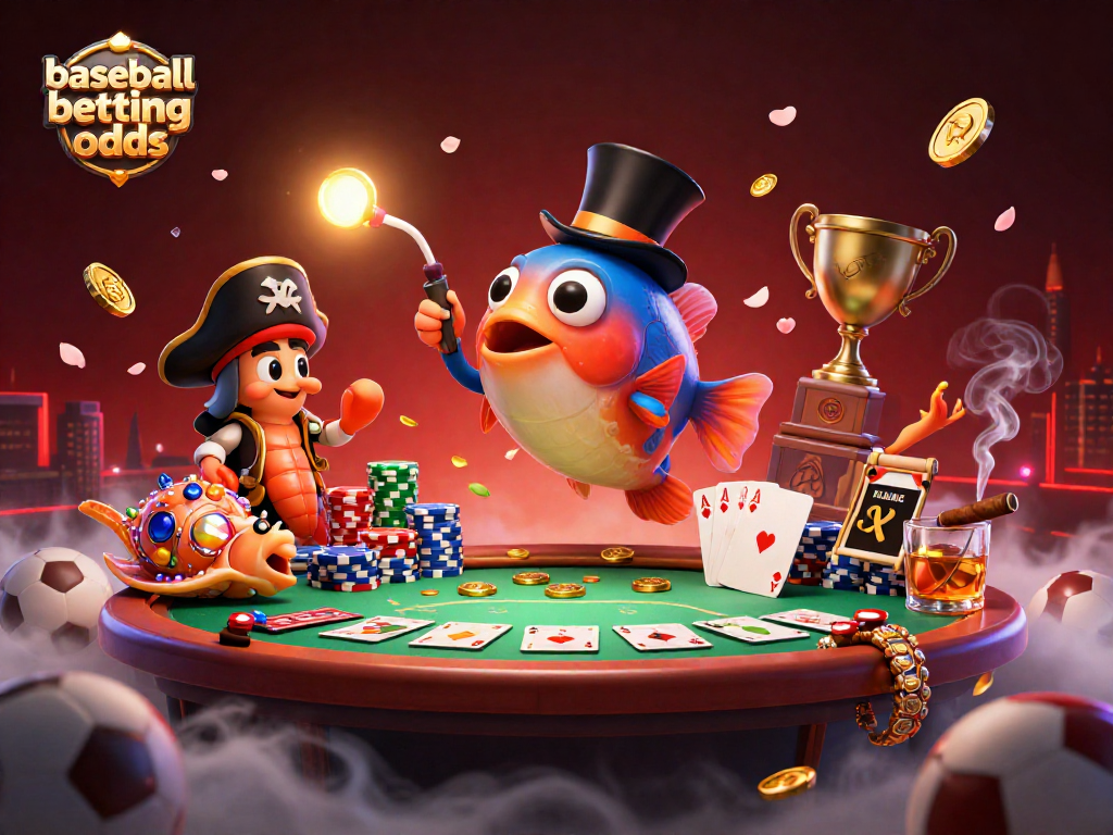 Engage with baseball betting odds through vibrant 3D casino illustration capturing dynamic action and excitement.