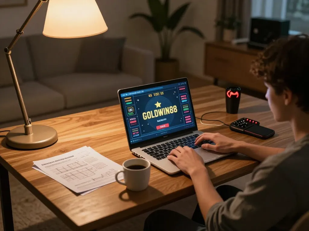 Berpartisipasi dalam perjudian online strategis di GOLDWIN88 dengan pengaturan rumah yang nyaman.