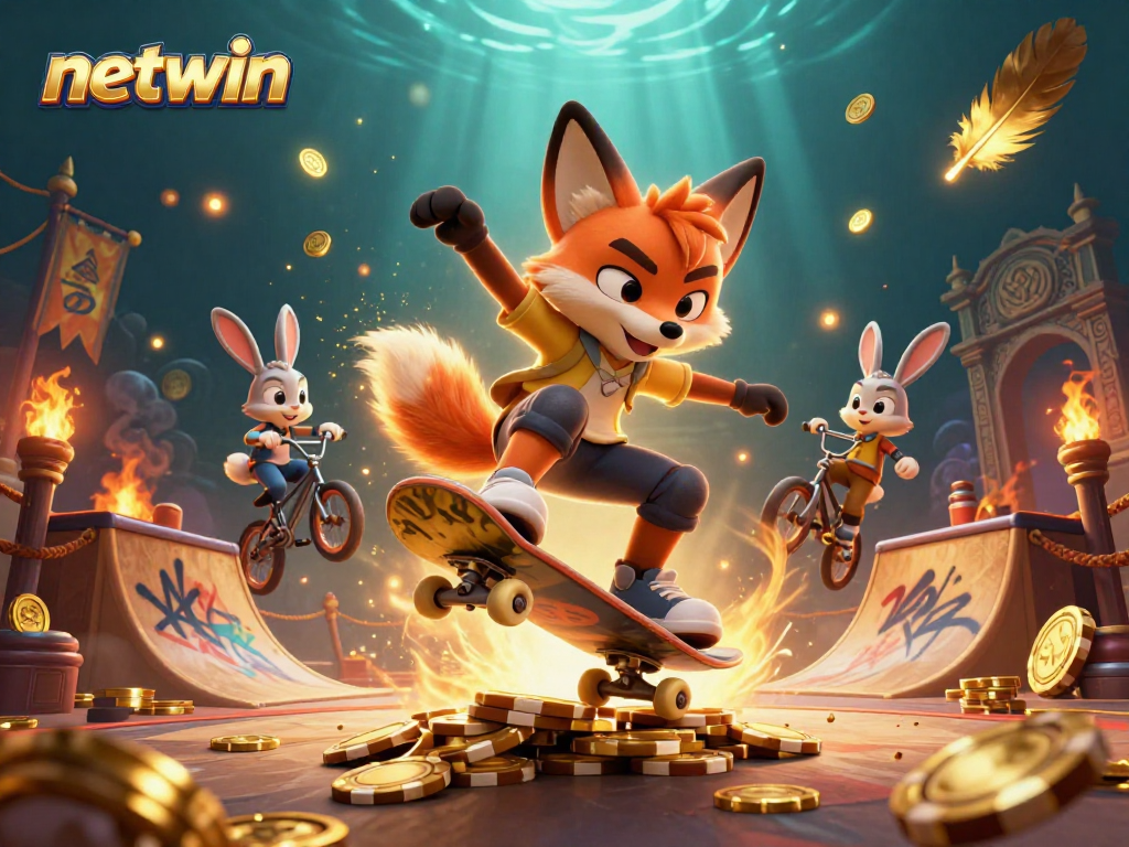 Experience exhilarating tricks and vibrant casino elements with netwin in this action-packed scene.