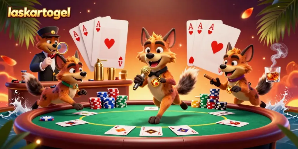 Experience laughs and gaming thrills capturing the essence of laskartogel in a vibrant casino scene.