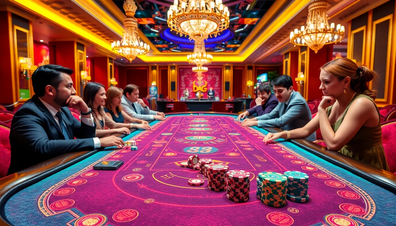 Exciting table action featuring da ga king88 with colorful chips and high stakes atmosphere.