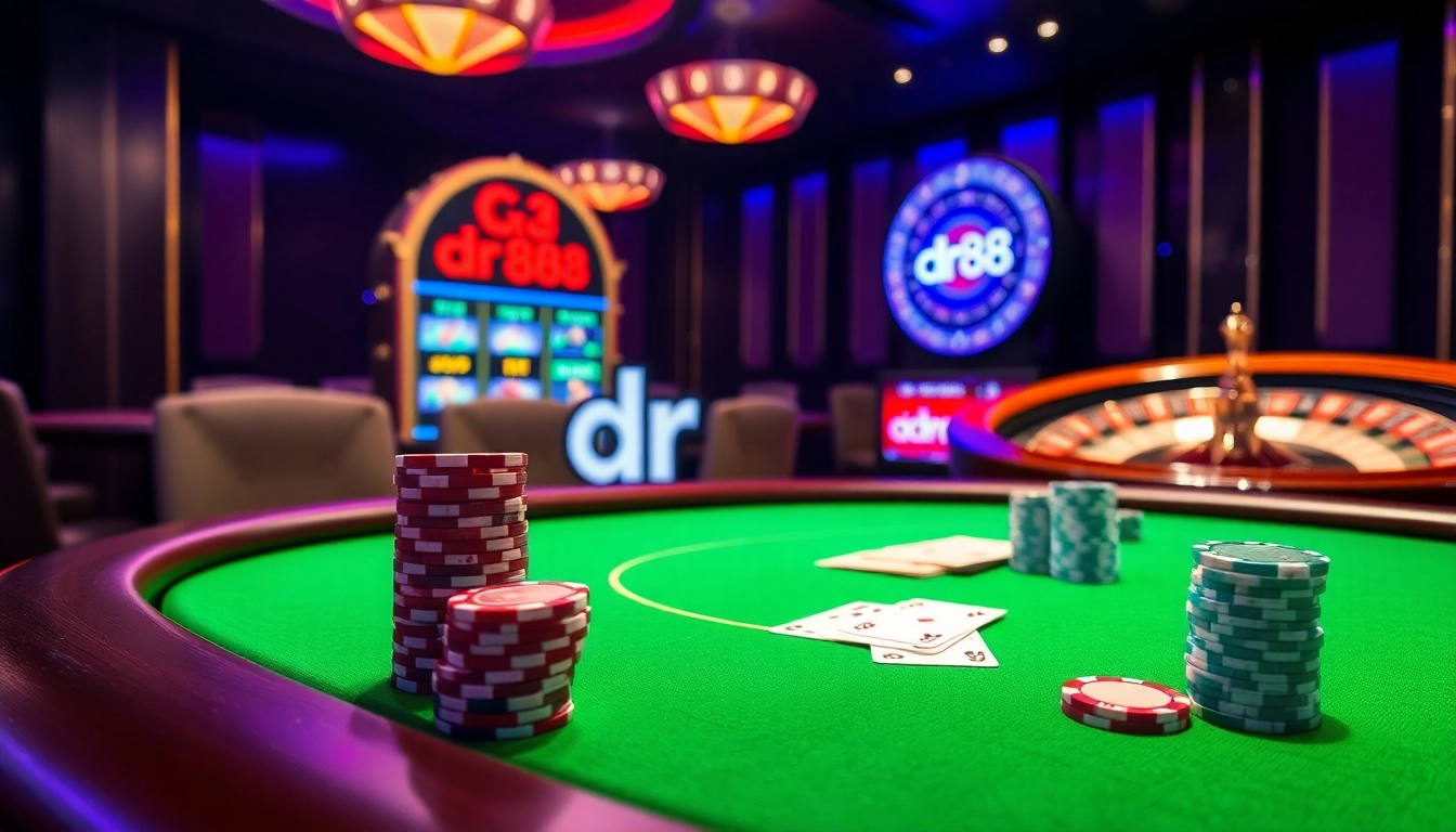 Experience the excitement of online gambling with dr88 at a luxurious poker table.