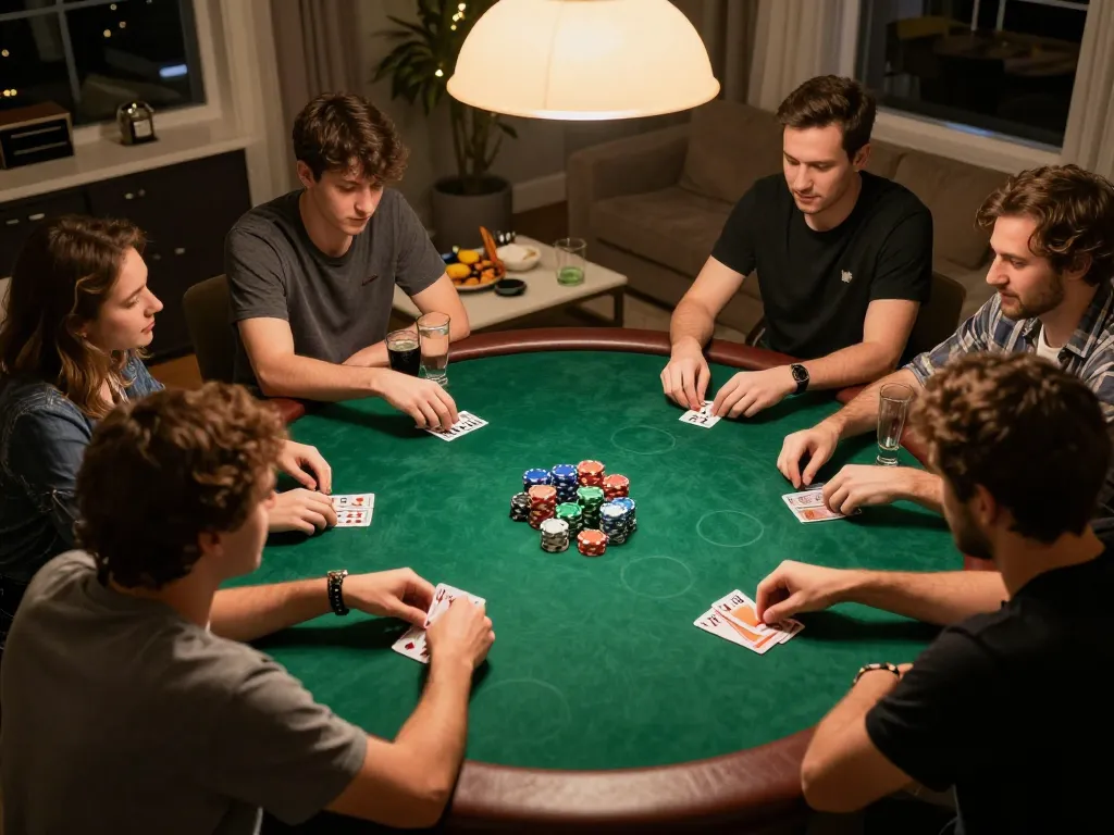 Players enjoying a friendly poker game at home, highlighting the strategic gameplay of SC88