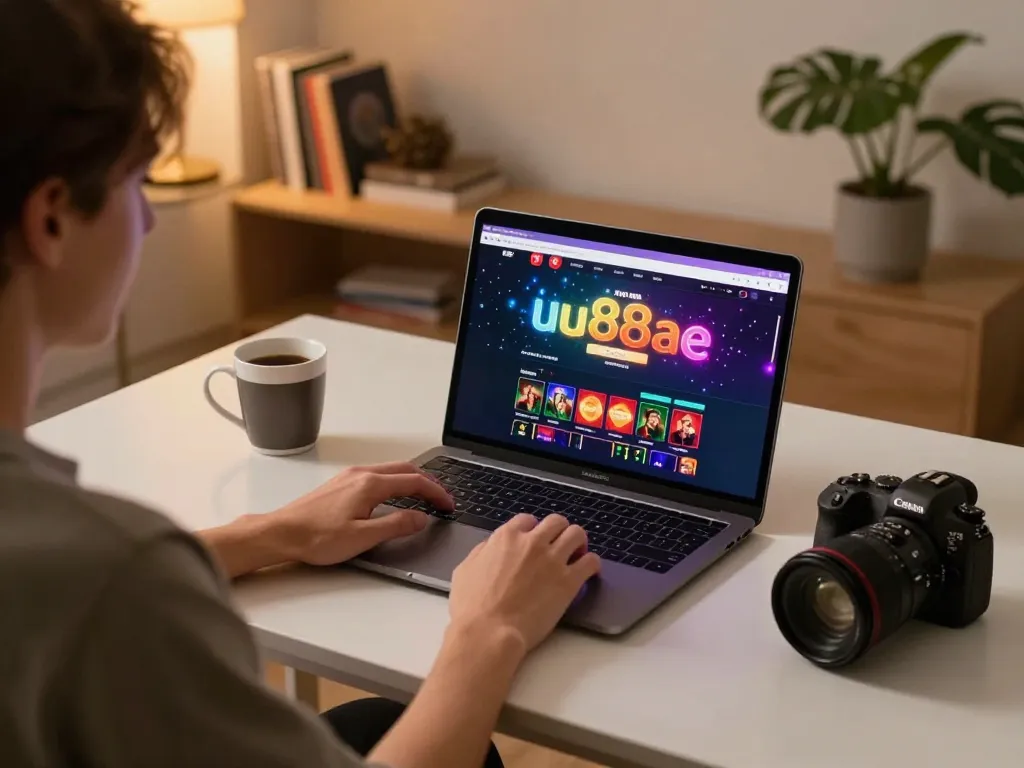 Player engaging with the uu88ae casino interface on a laptop, enhancing online gaming experience
