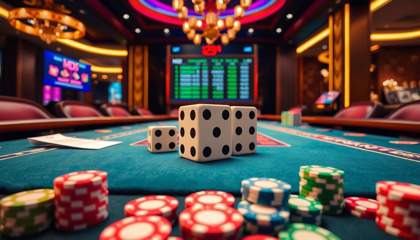 Players enjoying Tài Xỉu MD5 at an engaging online casino with vibrant game elements.