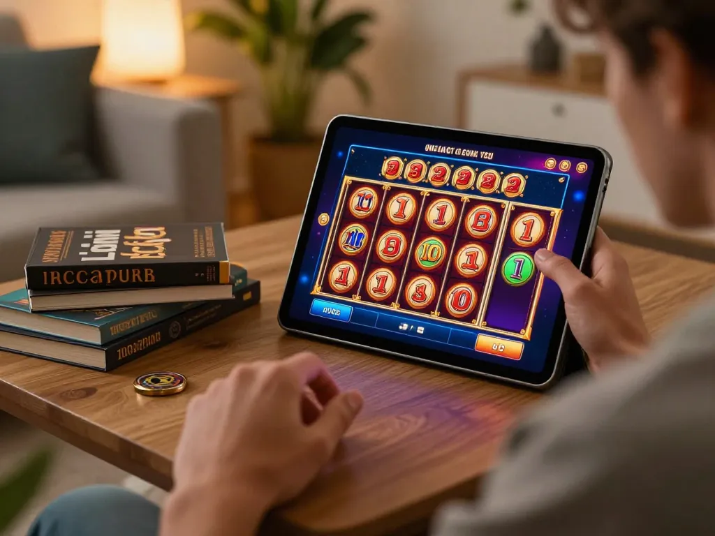 Player enjoying the excitement of spinning slots at home on 32win