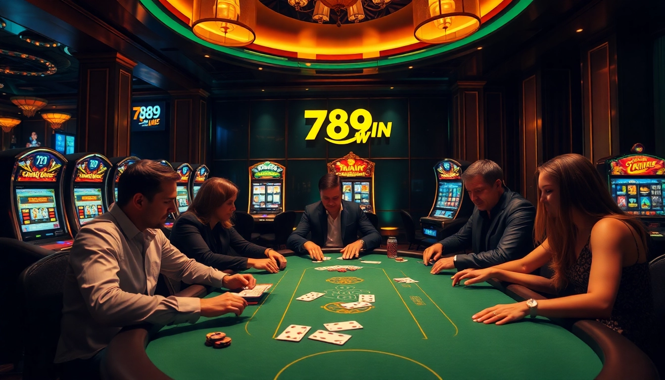 Experience the thrill of winning at 789Win's exciting poker tables with vibrant decor.