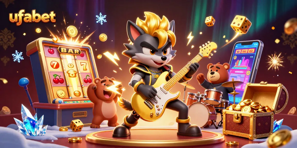 Experience thrilling gameplay with ufabet in a vibrant 3D casino illustration featuring exciting characters and games.