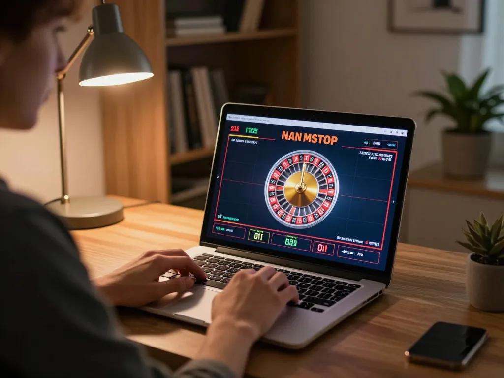 Playing non gamstop casino games on a laptop while enjoying a cozy home setup