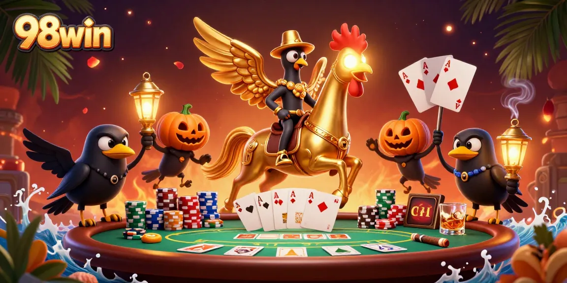 Engage with thrilling gameplay at 98win, featuring dynamic casino scenes and vibrant elements.