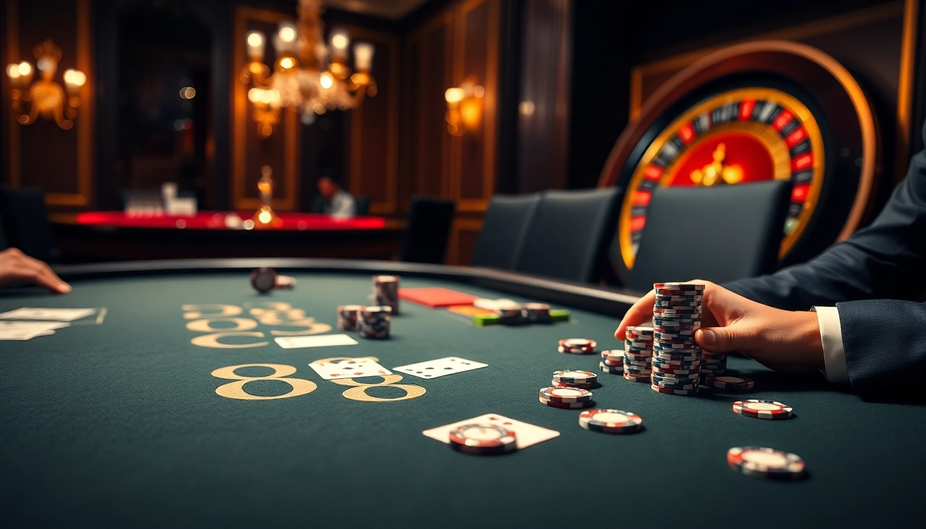 Experience the excitement of DR88 at a luxurious casino table with poker chips and cards.