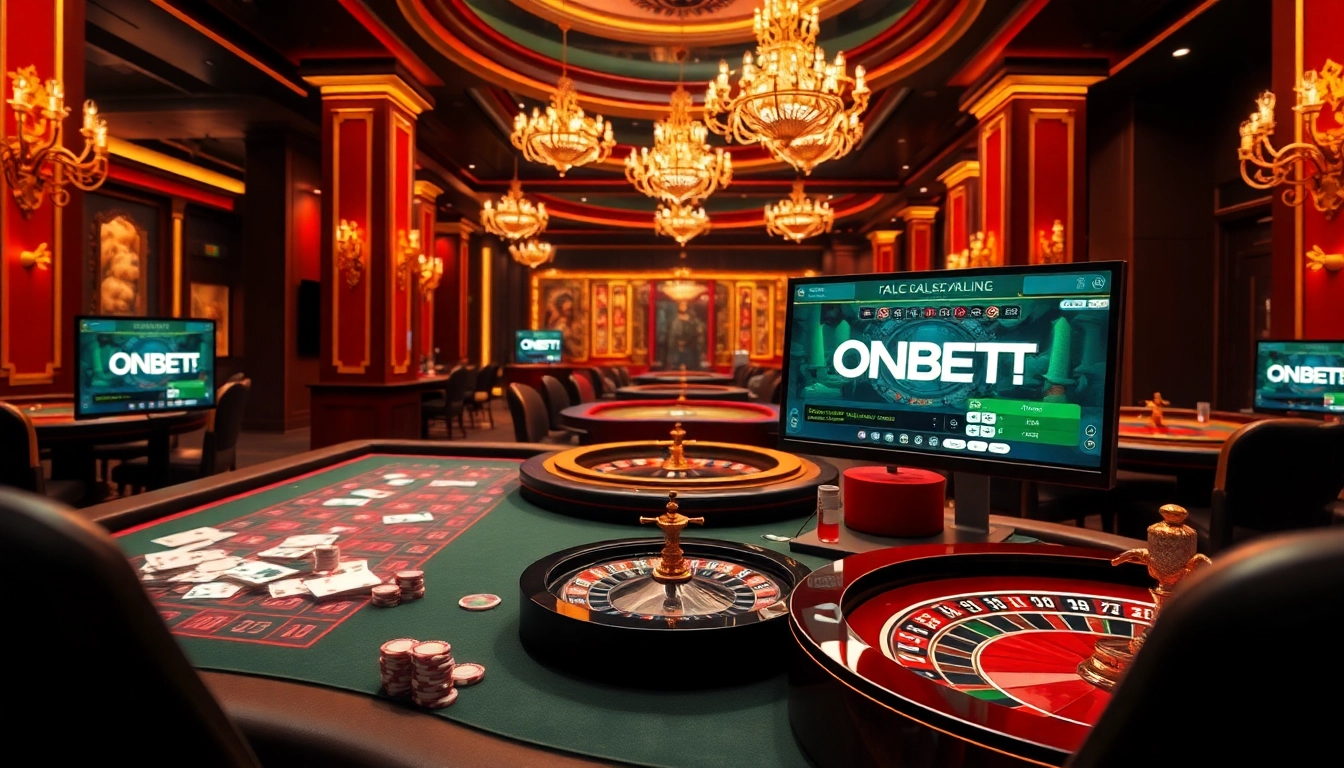Experience the thrill of ONBET's casino games with engaging tables and stunning visuals.