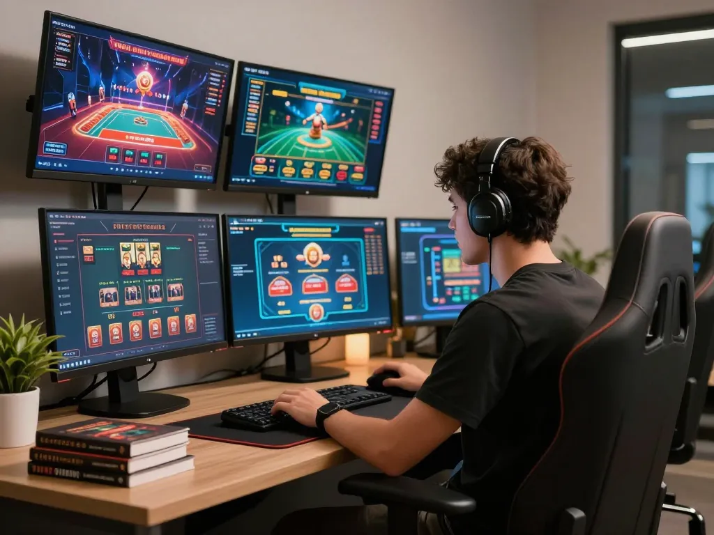 นักเล่นเกมมืออาชีพที่มีส่วนร่วมกับเกมคาสิโนออนไลน์ FAFA828 ในสภาพแวดล้อมที่มีกลยุทธ์