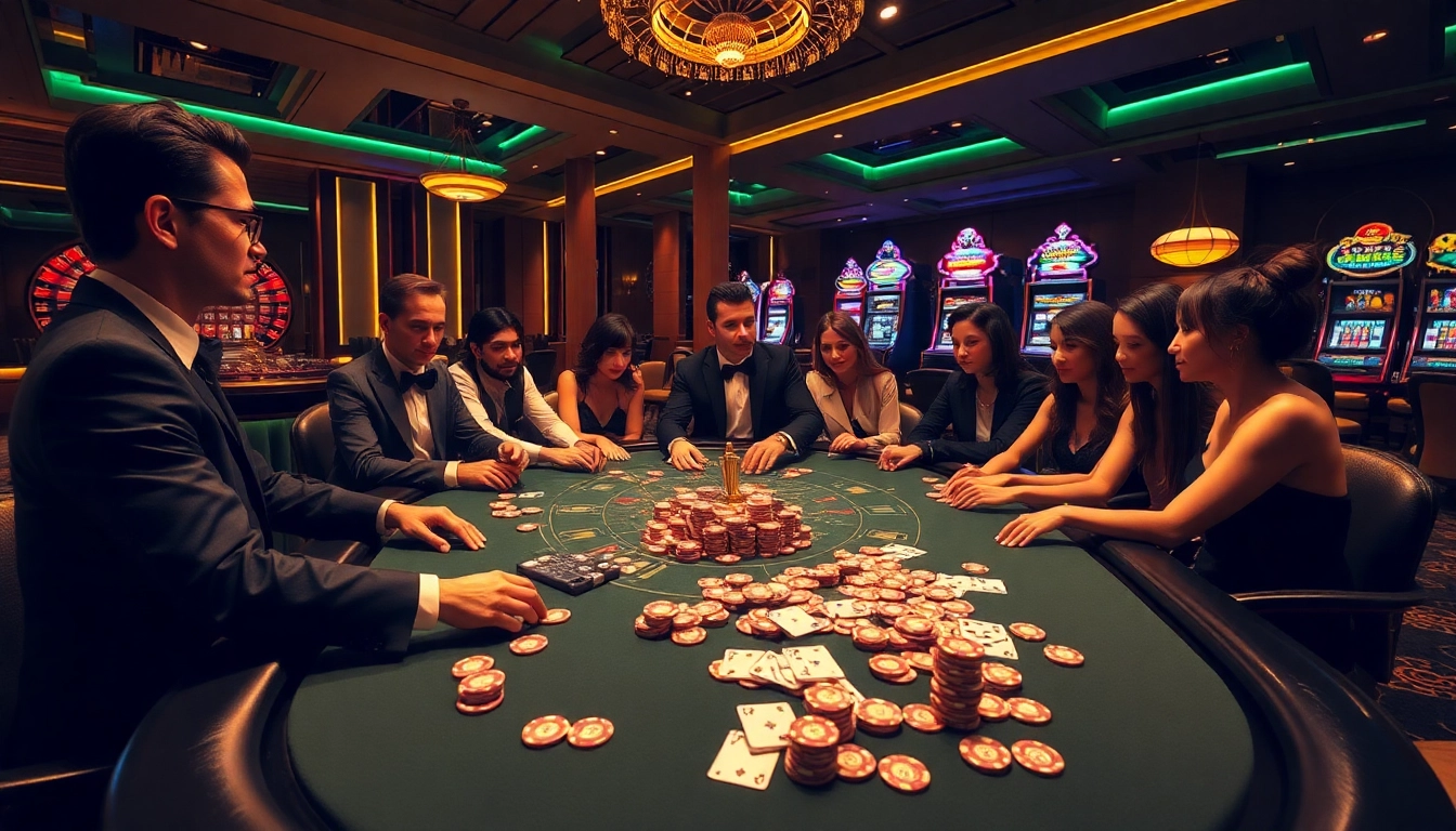 Exciting poker scene at Hi 88 casino with vibrant chips and cards.