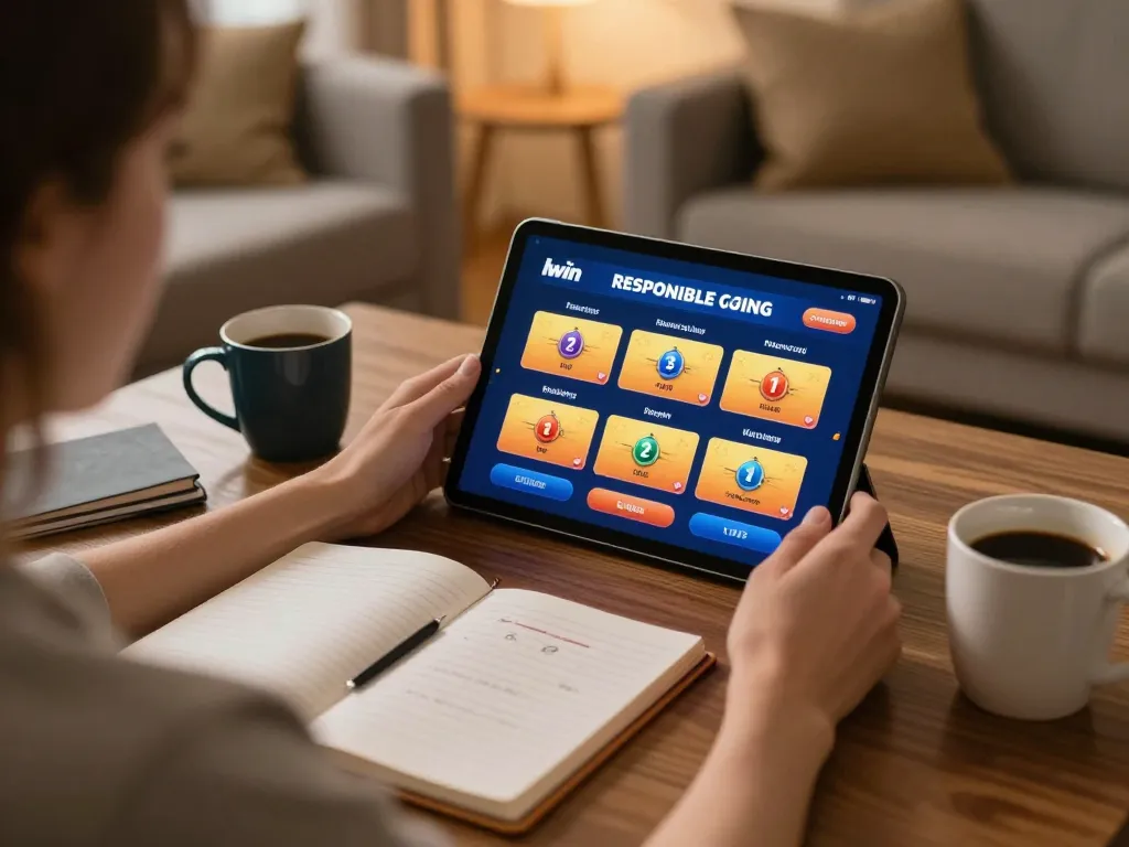 Iwin betting gameplay on a tablet in a cozy home setting with strategic notes.