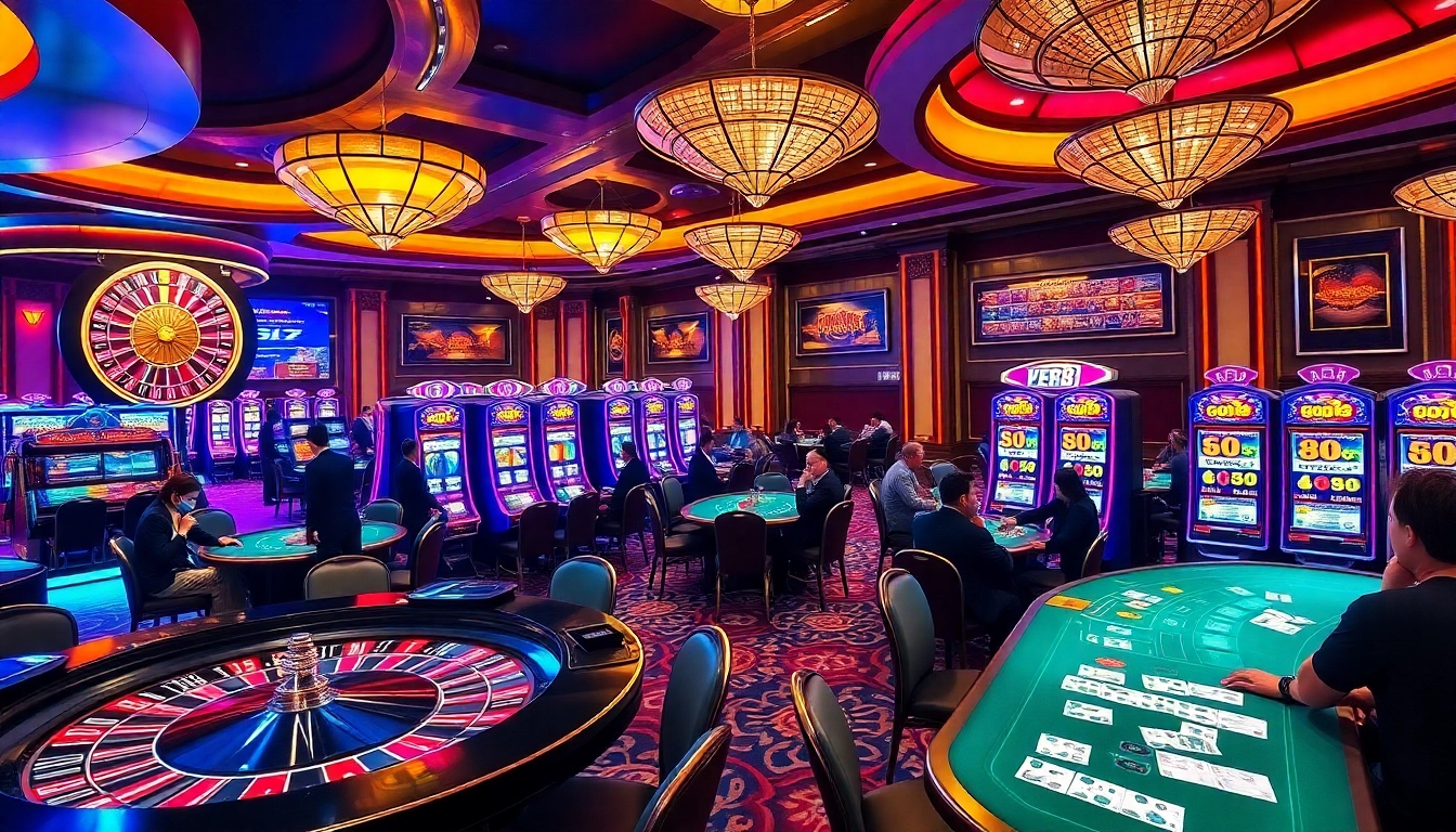 Experience the thrill of go 88 at an upscale casino with roulette and poker tables.