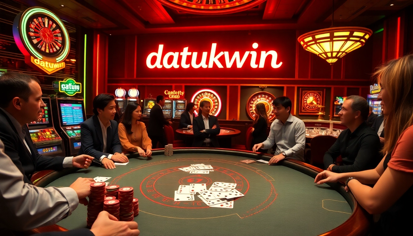 Adegan blackjack yang mendebarkan di kasino menampilkan Datukwin dengan suasana yang meriah dan pemain yang antusias