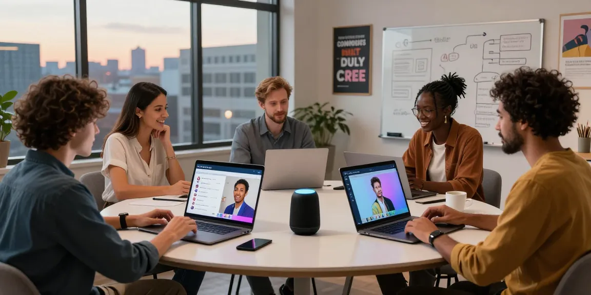 Interactive chat session featuring crush on ai technology with diverse group in a modern studio.