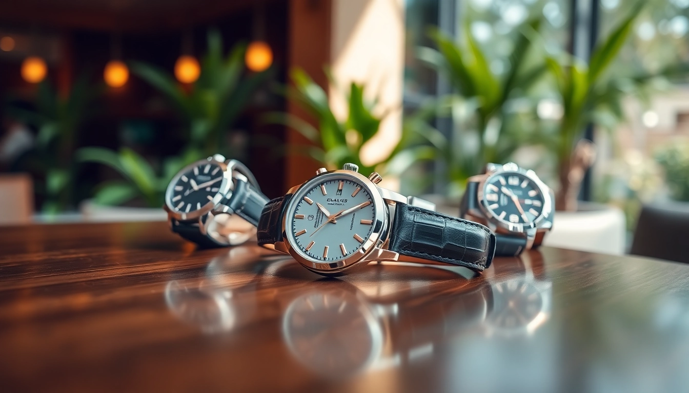 Showcasing stunning replica watches on a wooden table, capturing their elegance and quality.
