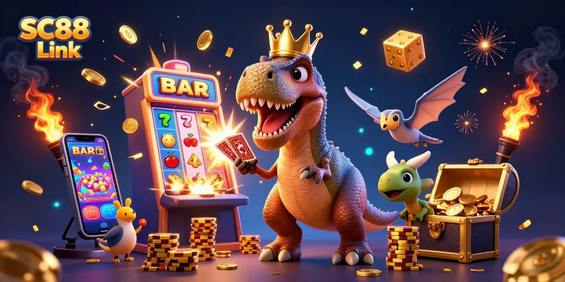 Spin to win with SC88 Link at a vibrant online casino featuring animated characters and jackpot excitement.